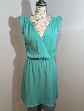 BCBGeneration Women's Turquoise Flutter Sleeve Wrap Dress